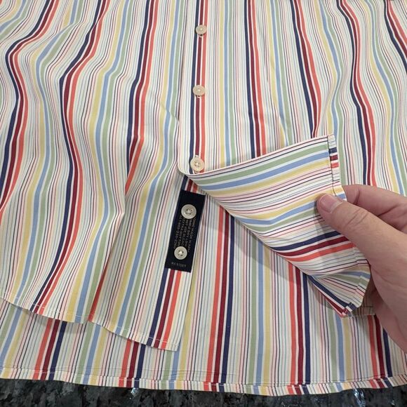 Scott Barber 100% Cotton Striped Button-Up Shirt (Size L) - Picture 8 of 9